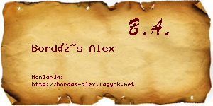 Bordás Alex névjegykártya